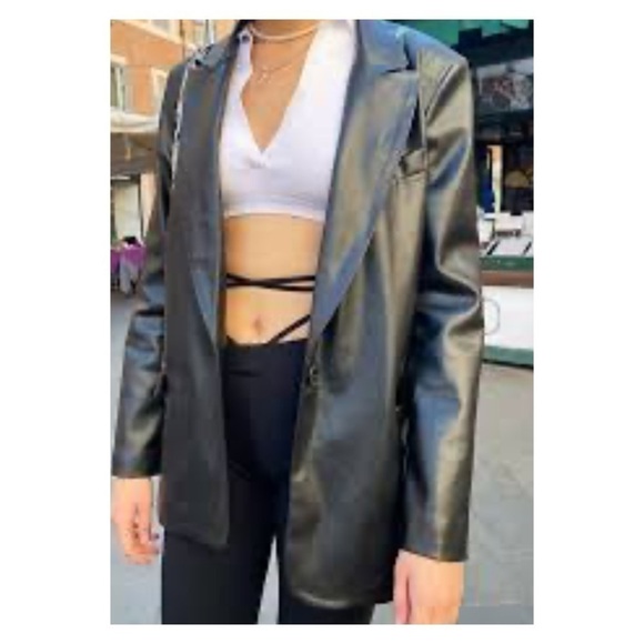 Rebecca Minkoff Black Vegan Leather Oversized Blazer Jacket XL NWT - Picture 9 of 12